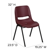 Bowery Hill Contemporary Ergonomic Shell Back Stacking Chair in Burgundy