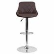 Bowery Hill Adjustable Quilted Bucket Seat Bar Stool in Brown