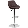 Bowery Hill Adjustable Quilted Bucket Seat Bar Stool in Brown