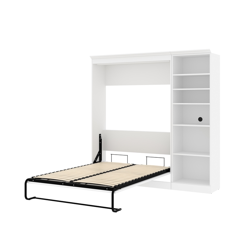 Bowery Hill Engineered Wood Full Murphy Bed and Closet Organizer in White