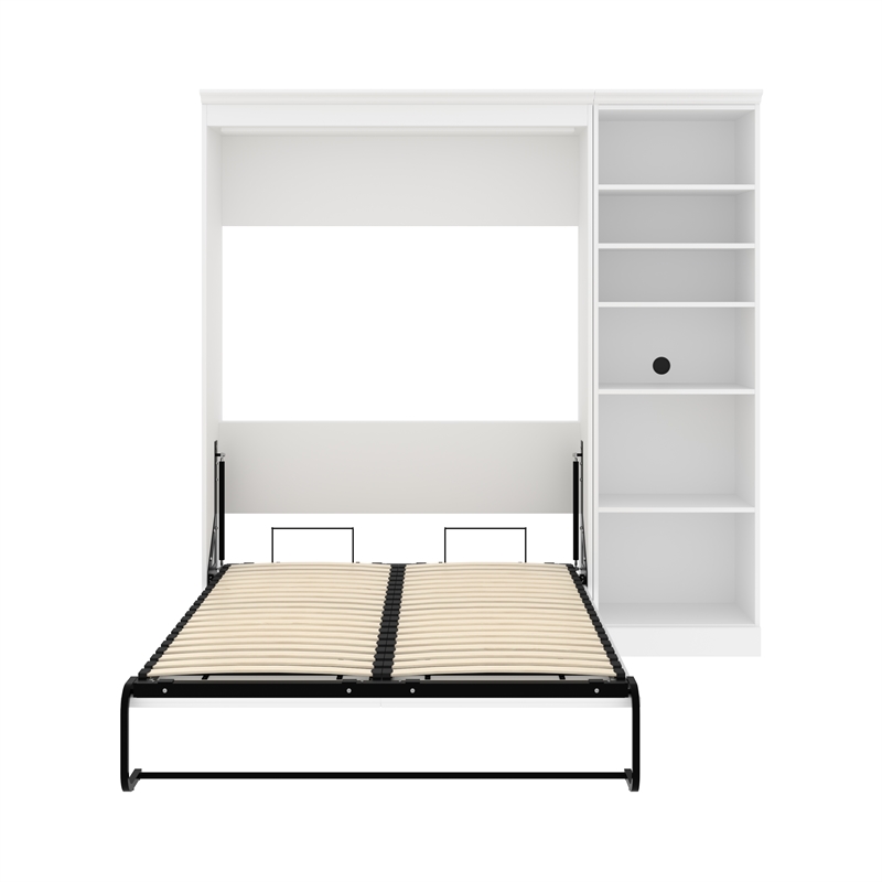 Bowery Hill Engineered Wood Full Murphy Bed and Closet Organizer in White