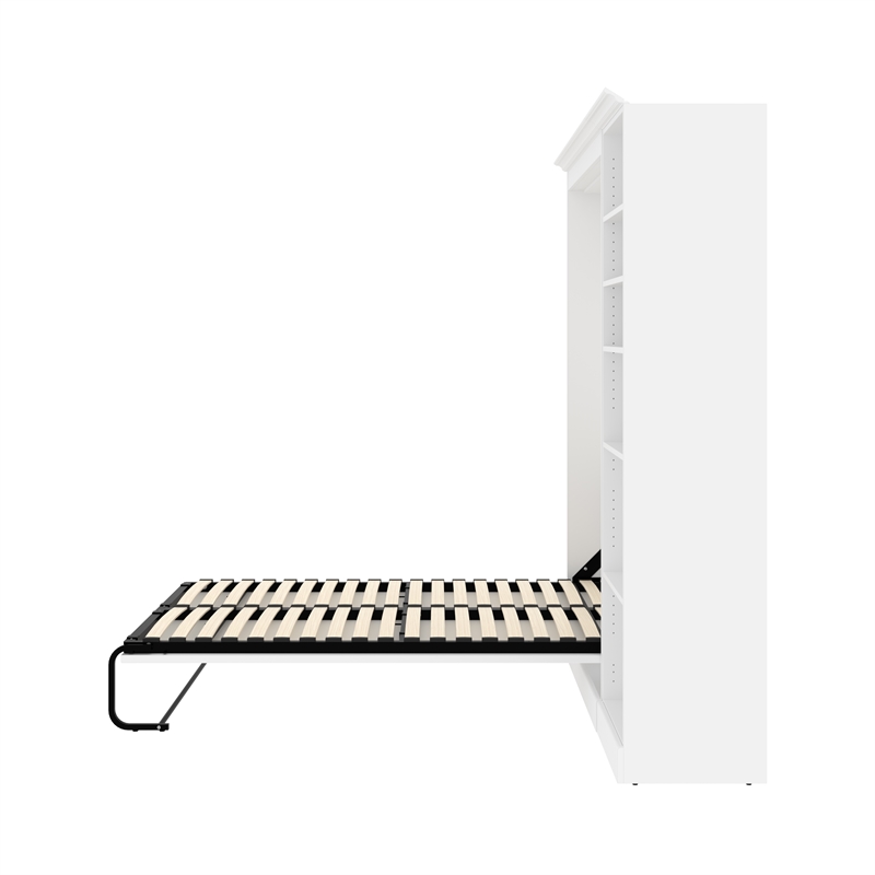 Bowery Hill Engineered Wood Full Murphy Bed and Closet Organizer in White