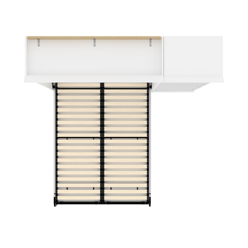 Bowery Hill Engineered Wood Full Murphy Bed and Closet Organizer in White