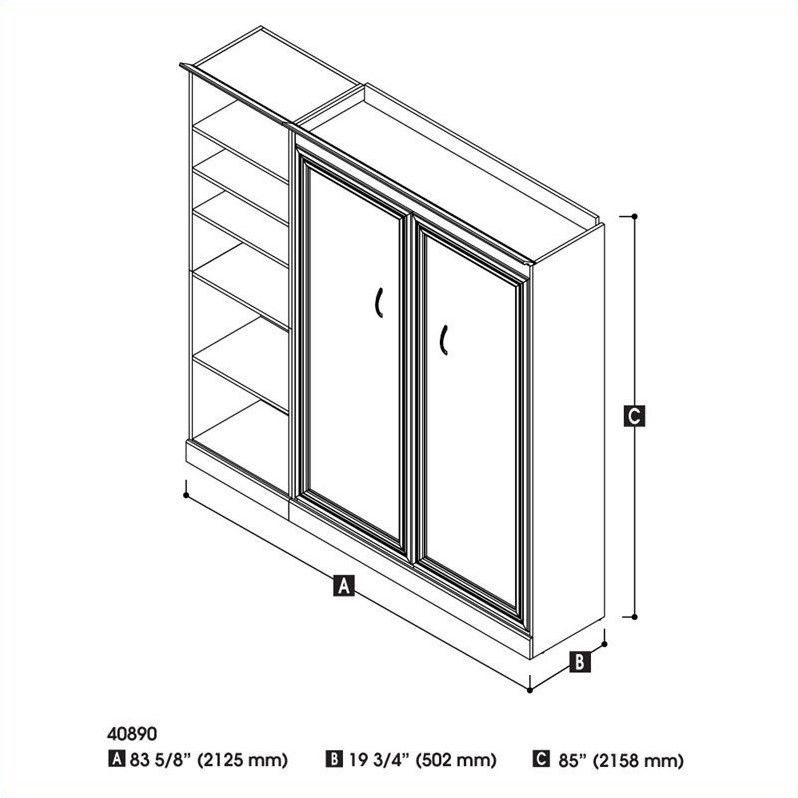 Bowery Hill Engineered Wood Full Murphy Bed and Closet Organizer in White