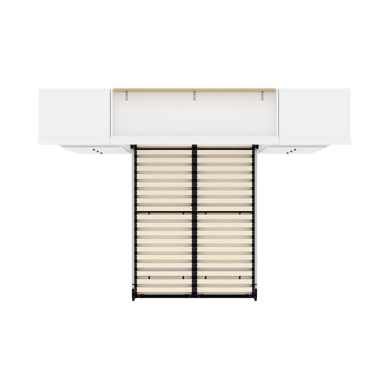 Bowery Hill Wood Full Murphy Bed and 2 Organizers with Drawers in White