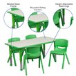 Bowery Hill Plastic Activity Table Set with 4 School Stacking Chairs in Green