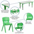 Bowery Hill Plastic Activity Table Set w/ 6 School Stacking Chairs in Green
