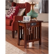 Bowery Hill Solid Wood Chair Side Table with BuiltIn Device Charger Brown Walnut