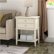 Bowery Hill Contemporary 2 Drawer Accent Table in White Finish