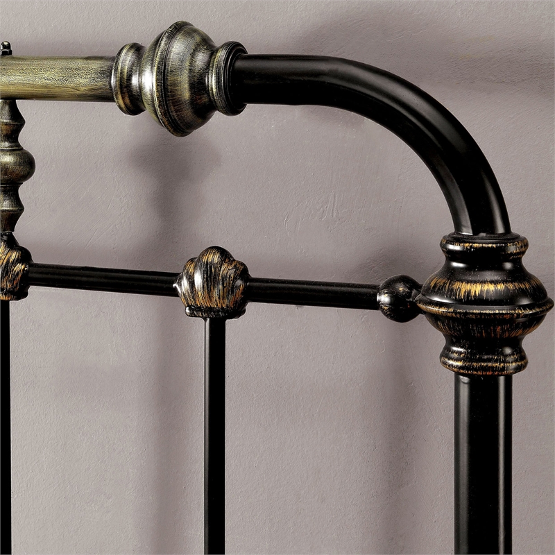 Bowery Hill Steel Antique Black Twin Spindle Bed Rectangular Powder-Coated 80.75