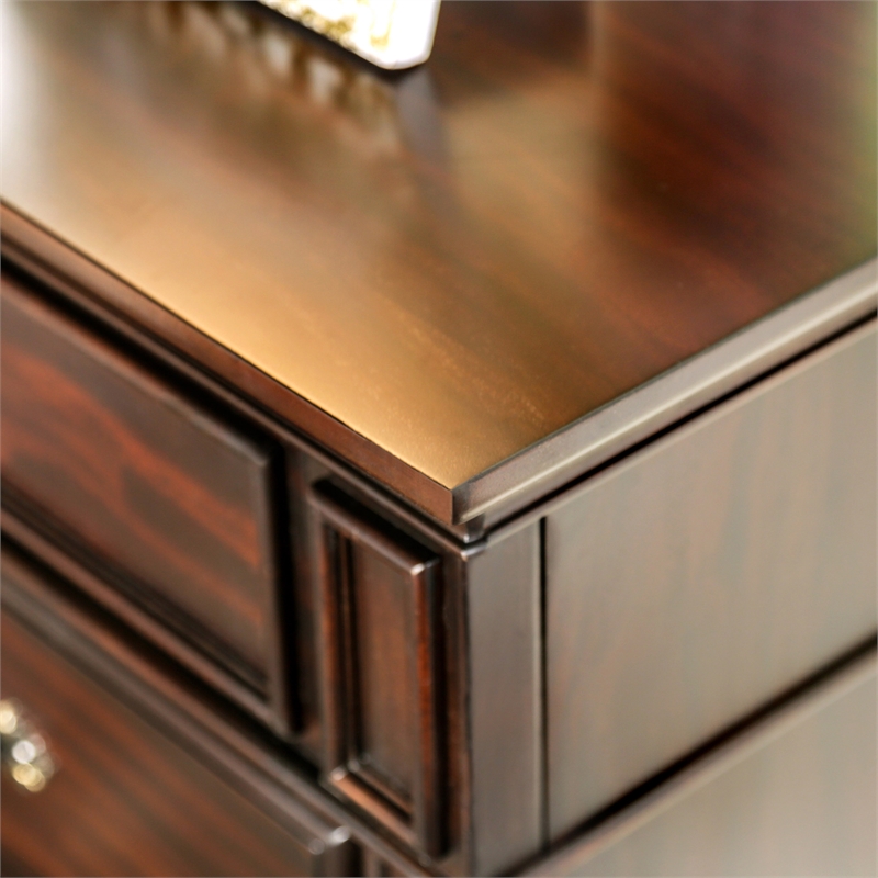Bowery Hill 2pc Dark Walnut Solid Wood Bedroom Set - King Bed + Nightstand