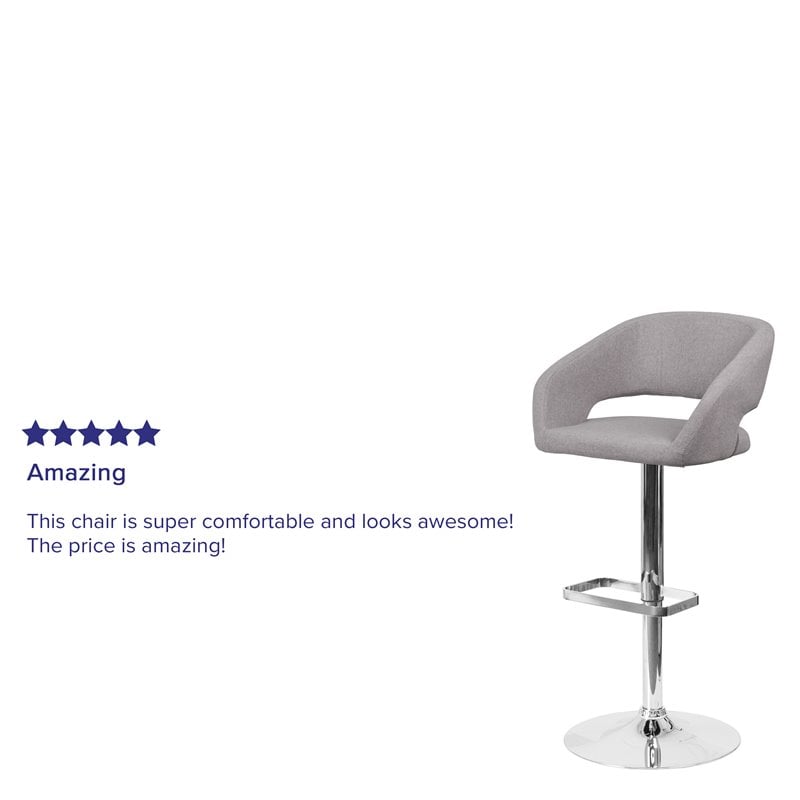 Bowery Hill Contemporary Fabric Adjustable Bar Stool in Gray
