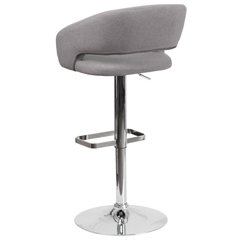 Bowery Hill Contemporary Fabric Adjustable Bar Stool in Gray