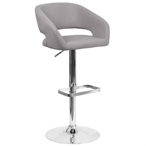 Bowery Hill Contemporary Fabric Adjustable Bar Stool in Gray