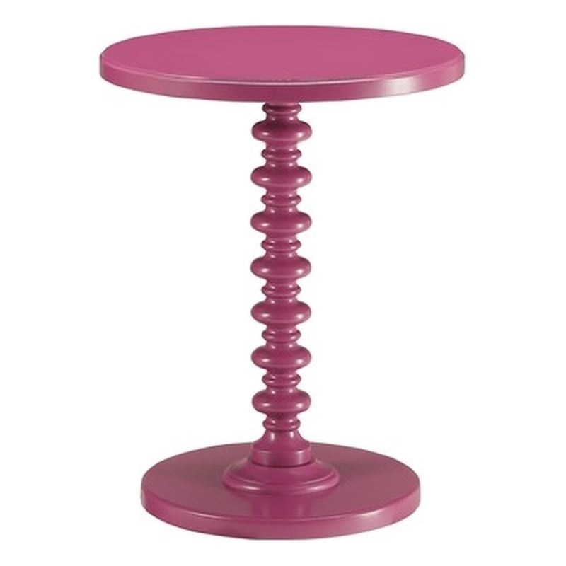 Bowery Hill Contemporary Wood Round Top Pedestal End Table in Red
