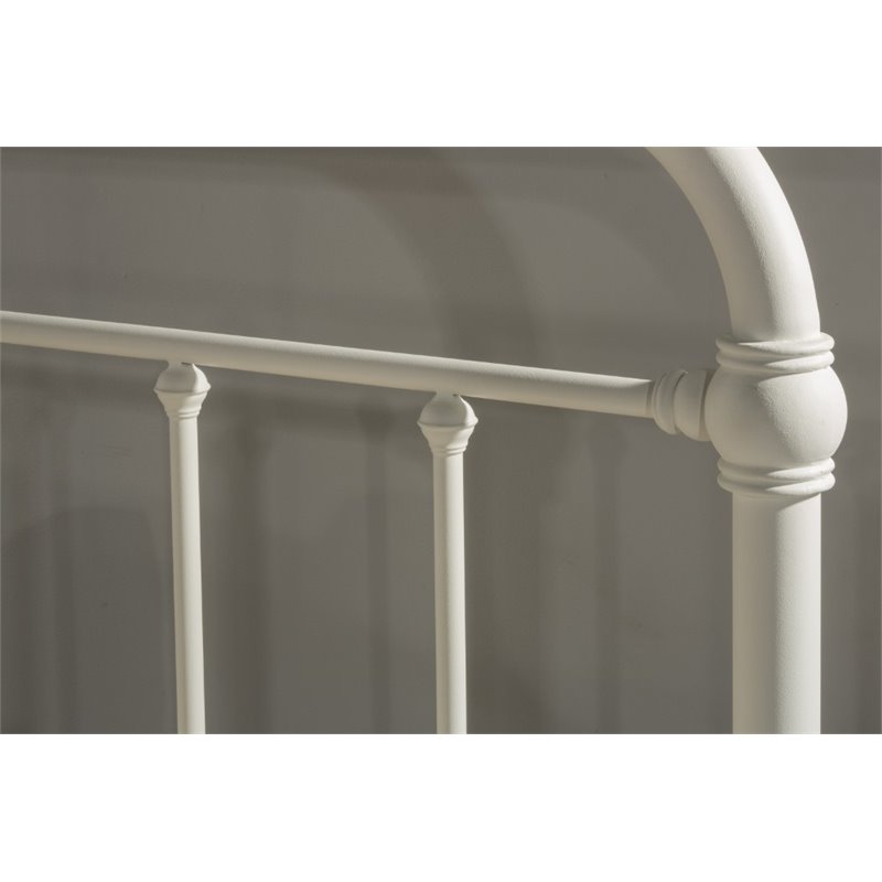 Bowery Hill Farmhouse Twin Metal Spindle Panel Bed in White Finish