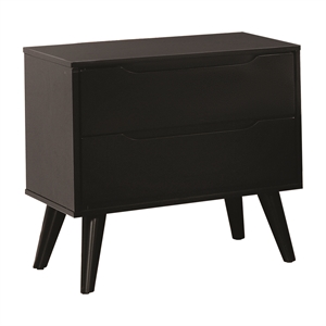 Bowery Hill Mid-Century Modern Wood 2-Drawer Nightstand in Black