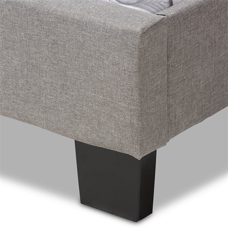 Bowery Hill Modern Tufted Queen Low Profile Bed in Light Gray
