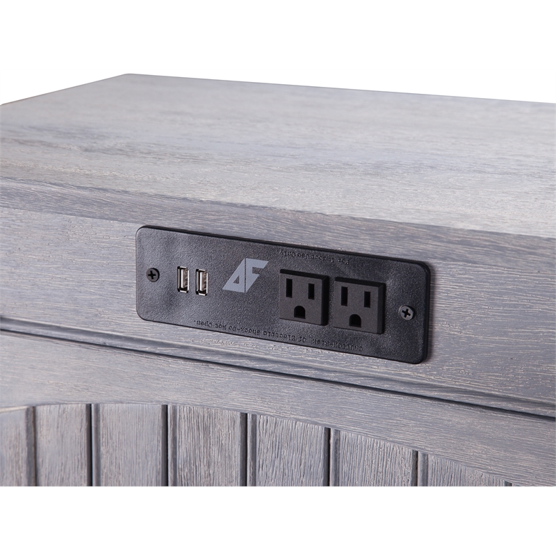 Bowery Hill Solid Wood Side Table with Device Charger in Driftwood