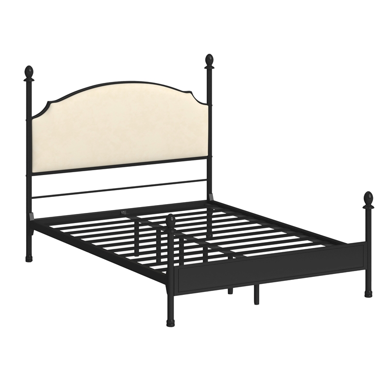 Bowery Hill Metal Queen Poster Panel Bed in Silver Gun Metal