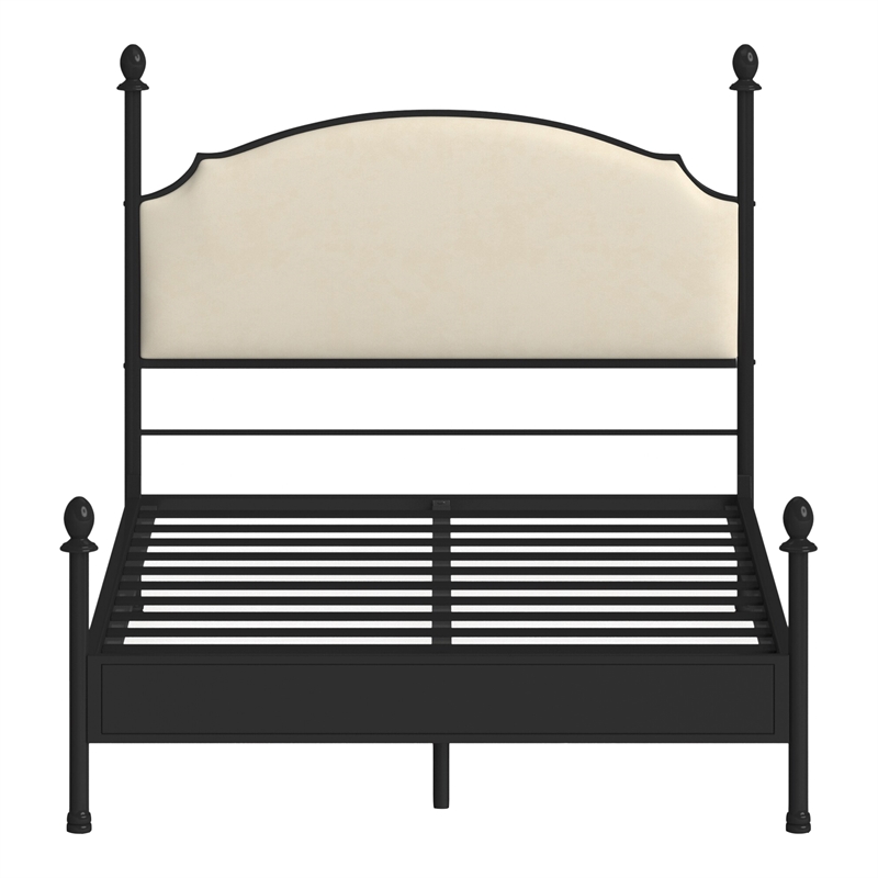 Bowery Hill Metal Queen Poster Panel Bed in Silver Gun Metal