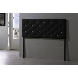 Bowery Hill Modern Faux Leather Tufted Upholstered Full Panel Headboard in Black