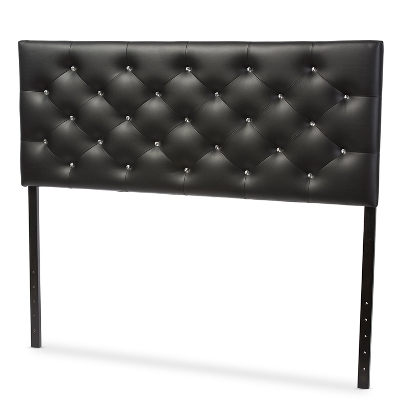 Bowery Hill Modern Faux Leather Tufted Upholstered Full Panel Headboard in Black