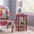 Bowery Hill Contemporary Round Wood End Table with Shelf in Red