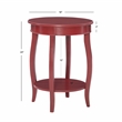 Bowery Hill Contemporary Round Wood End Table with Shelf in Red