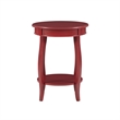 Bowery Hill Contemporary Round Wood End Table with Shelf in Red