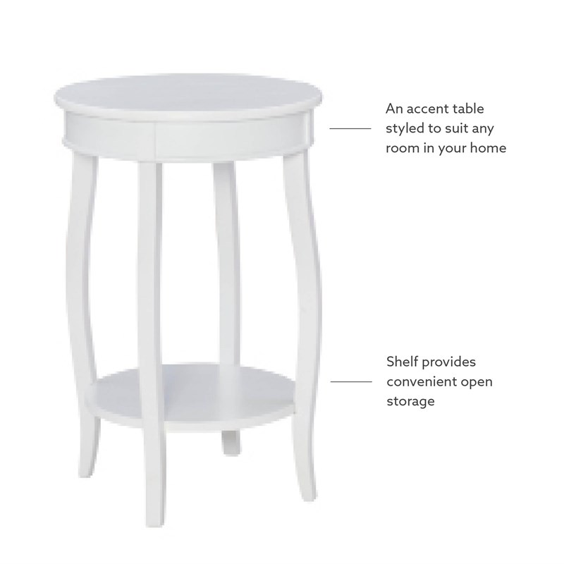 Bowery Hill Contemporary Round Wood End Table with Shelf in White