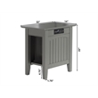 Bowery Hill Solid Wood Chair Side Table with Device Charger in Gray
