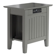 Bowery Hill Solid Wood Chair Side Table with Device Charger in Gray