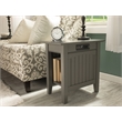 Bowery Hill Solid Wood Chair Side Table with Device Charger in Gray