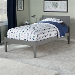 Bowery Hill Contemporary Twin Solid Wood Platform Bed in Grey