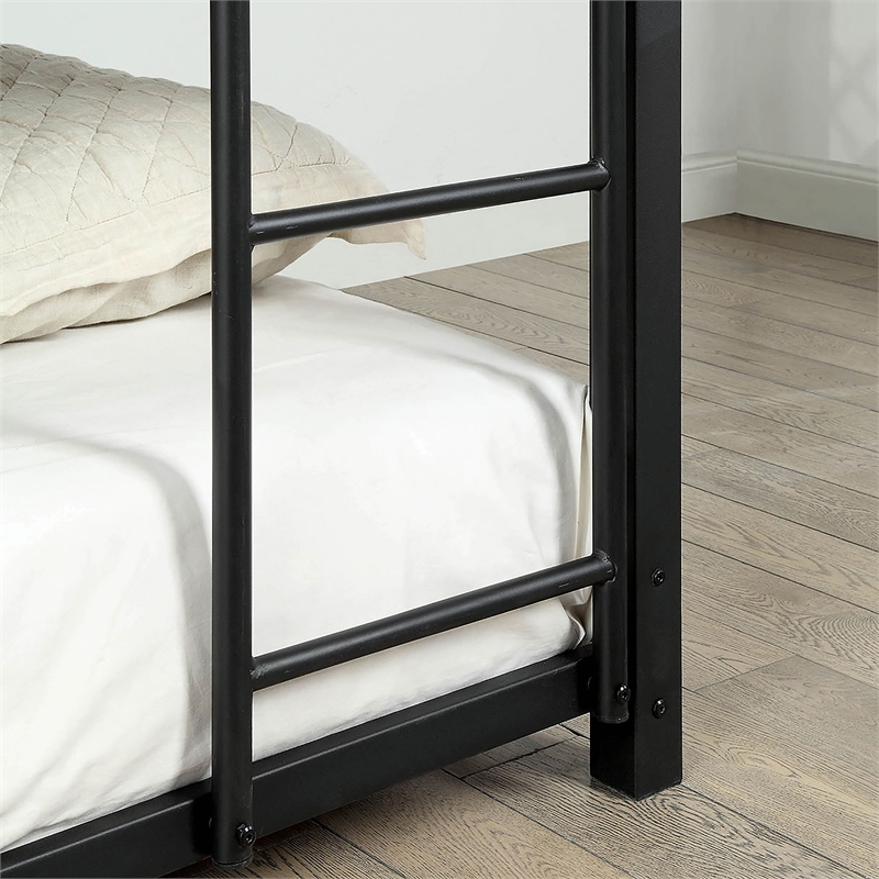 Bowery Hill Modern Metal Full Triple Bunk Bed in Sand Black Finish