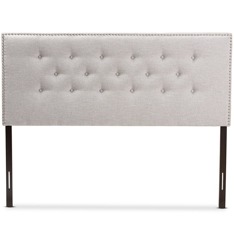 Bowery Hill Contemporary Tufted King Panel Headboard in Grayish Beige