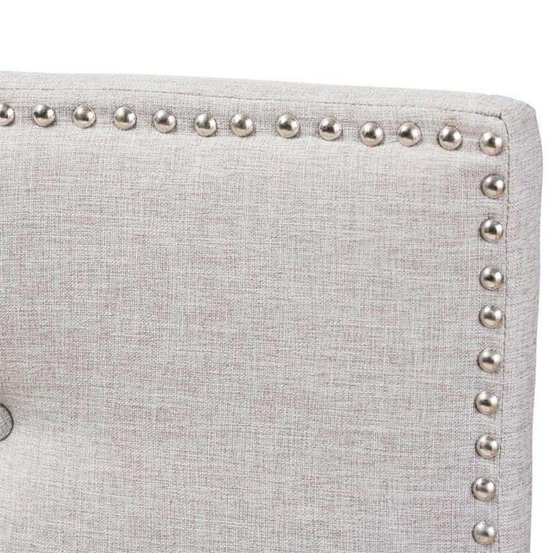 Bowery Hill Contemporary Tufted King Panel Headboard in Grayish Beige