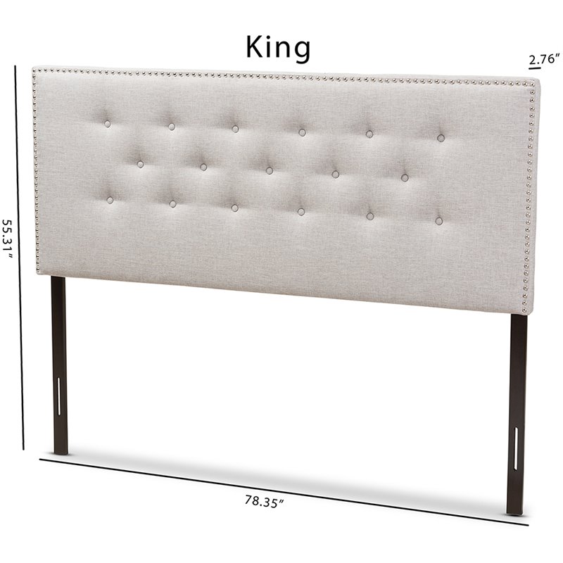 Bowery Hill Contemporary Tufted King Panel Headboard in Grayish Beige