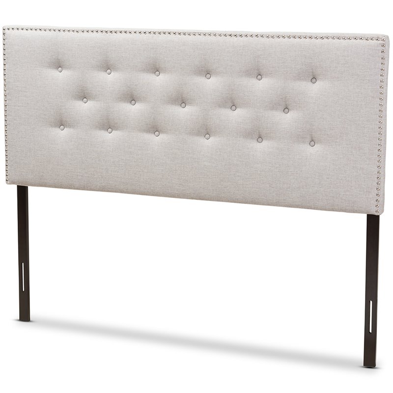 Bowery Hill Contemporary Tufted King Panel Headboard in Grayish Beige