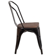 Bowery Hill Contemporary Metal Stack Chair In Black-Antique Gold