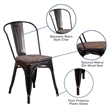 Bowery Hill Contemporary Metal Stack Chair In Black-Antique Gold