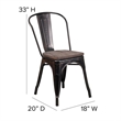 Bowery Hill Contemporary Metal Stack Chair In Black-Antique Gold