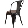 Bowery Hill Contemporary Metal Stack Chair In Black-Antique Gold