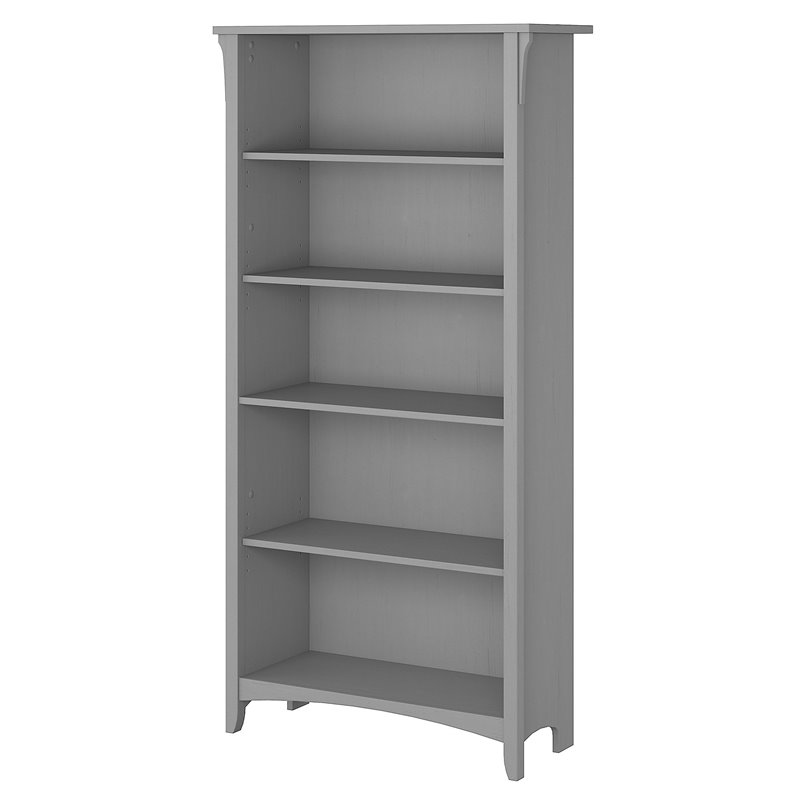 Bowery Hill Mission Wood 5 Shelf Bookcase in Cape Cod Gray Finish