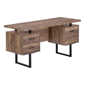 Bowery Hill Computer Desk Home Office Laptop Storage Drawers 60&quotL in Metal Brown