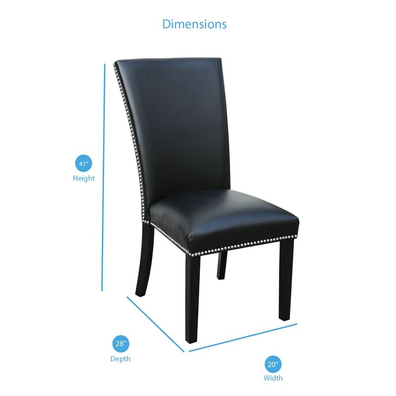 Bowery Hill Assembled Contemporary Black Finish Faux Leather Dining Chair
