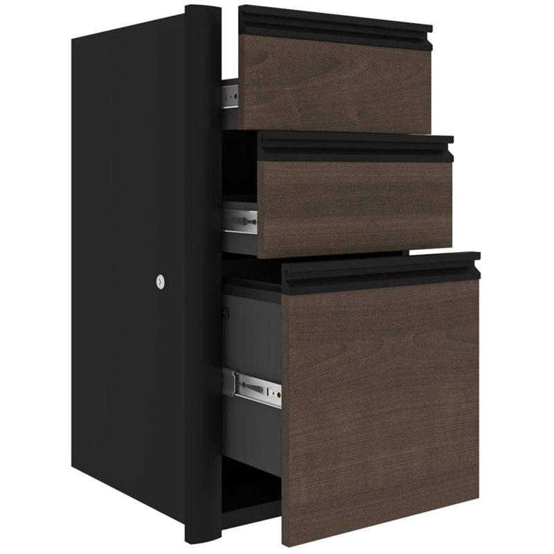 Bowery Hill 6 Piece U Shaped Computer Desk with Hutch in Antigua and Black