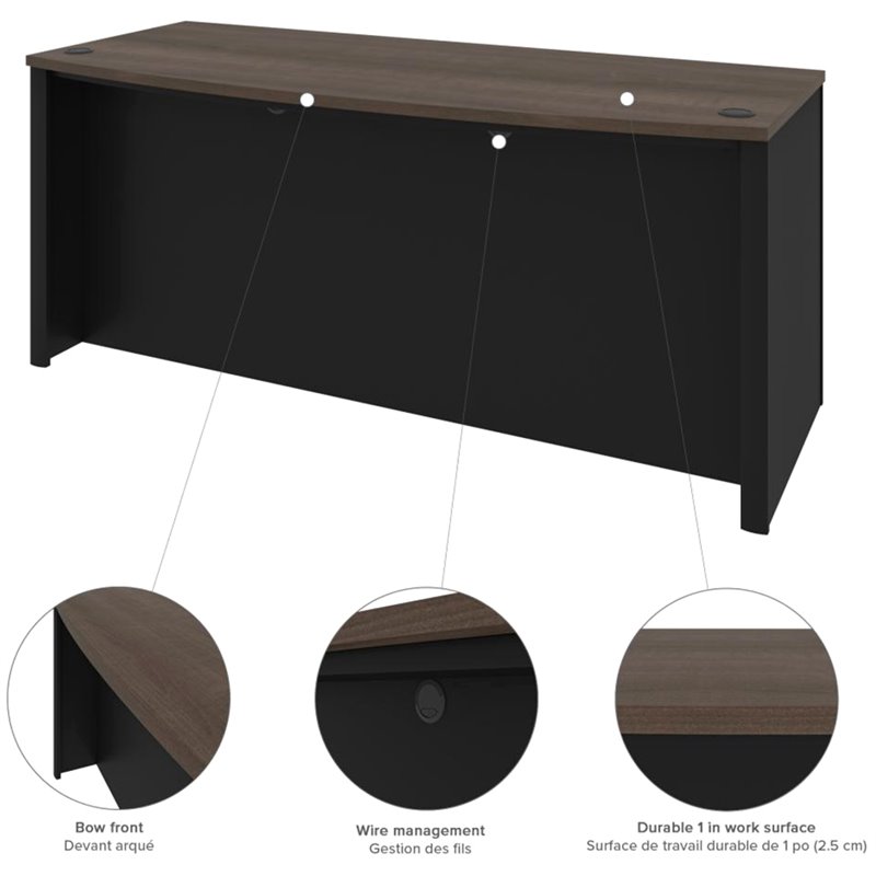 Bowery Hill 6 Piece U Shaped Computer Desk with Hutch in Antigua and Black