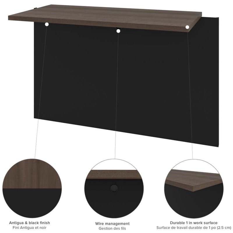 Bowery Hill 6 Piece U Shaped Computer Desk with Hutch in Antigua and Black